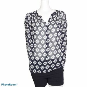 Ann Taylor LOFT long sleeve floral daisy blouse